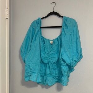 A New Day Aqua Peasant Blouse